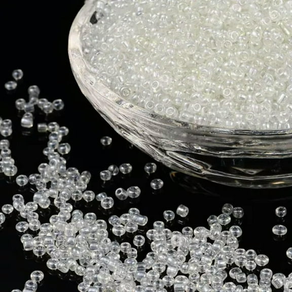 EOEMY 30000Pc/Pound Transparent Colours Lustered Glass Tiny Beads Round Loose Bead 2mm-Clear