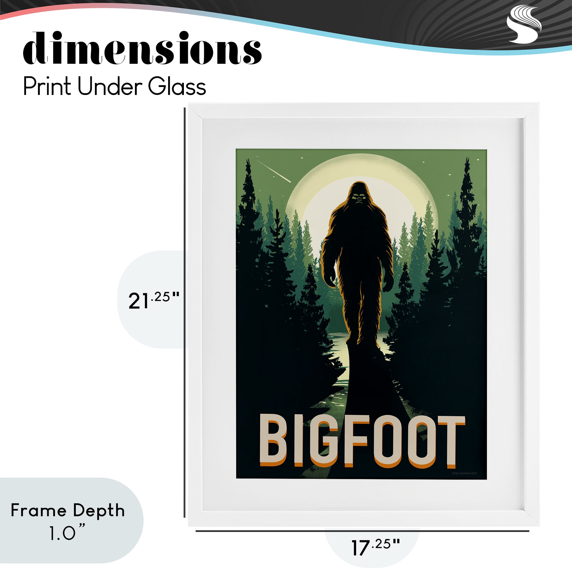 Stupell Industries Cryptid In The Woods White Framed Print Under Glass, design by Omar Escalante