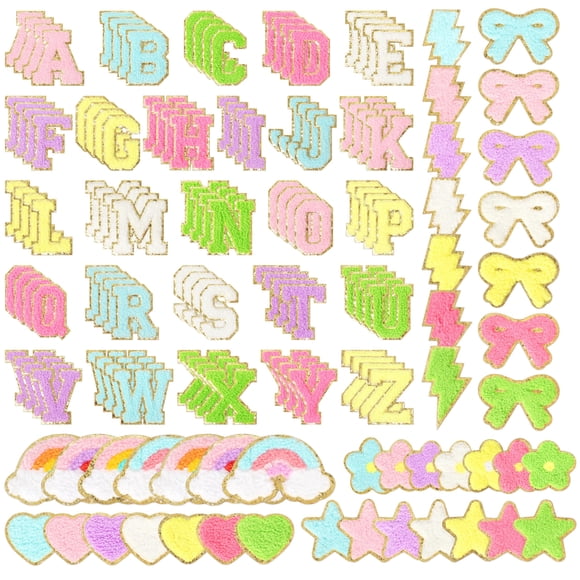 Parches de chenilla NICEVINYL Varsity Letter 146 unidades autoadhesivos