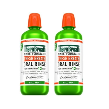 2 Pack - TheraBreath Fresh Breath Mouthwash, Mild Mint, Alcohol-Free, 1 Liter (33.8 fl oz)