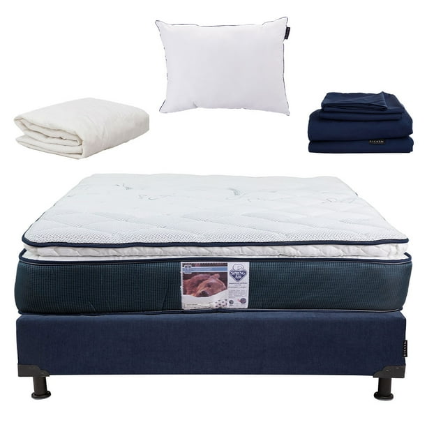 Colchón Queen Size + Box Bless + Almohada One + Sábanas Softy + Protector de Colchón Spring Air Dicasa Monaco