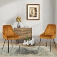 thumbnail image 4 of LEEJAY Yellow Velvet Upholstered Dining Chairs Set of 2,High Back Modern Side Chair with Metal Legs for Kitchen Living Room, 4 of 4