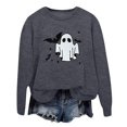 thumbnail image 5 of Halloween Sweatshirt for Women Hoodless Sweatshirt Casual Long Sleeve Graphic Crewneck Pullover Top for Women Grey L, 5 of 7