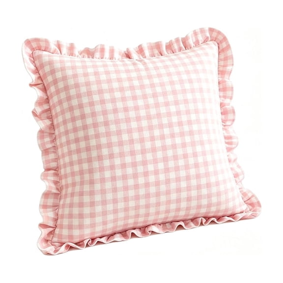 Ruffled Throw Pillow Covers Plaid Decorative Cushion Case Checkered Pillowcase with Ruffle for Sofa Couch Bed Farmhouse Cottage Home Decor