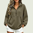 thumbnail image 2 of Yyeselk Women's Half Zip Sweatshirt Lightweight Stand Collar Sweatshirts for Women Long Sleeve Loose Fit Fall Clothes Army Green XL, 2 of 7