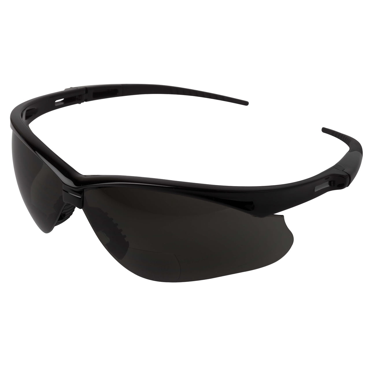Jackson Nemesis Bifocal Safety Glasses - Black Frame 2.0 Smoke Lens, Neck Cord, and Lens Cleaning Bag