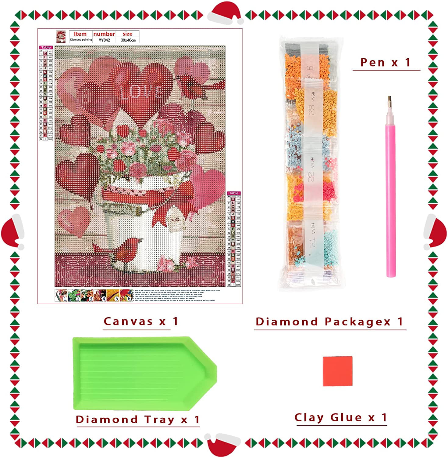  Valentines Diamond Painting Kits Love Heart Red Truck Diamond  Painting Set Be Mine 5d Diamond Painting Kits Love is in the Air for Adults  Happy Valentine's Day Decoration 14 X 14