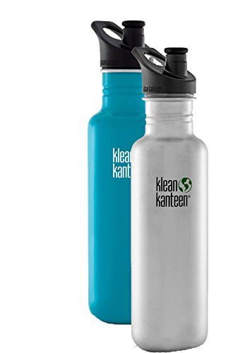Klean Kanteen Wide Mouth 0.8L Stainless Steel Slim Water Bottle Loop Cap Brushed 