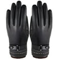 thumbnail image 1 of Guantes de piel sintética para pantalla táctil, para conducir, de invierno, cálidos, resistentes al viento y al agua, para mujeres y niñas (negros), 1 of 7