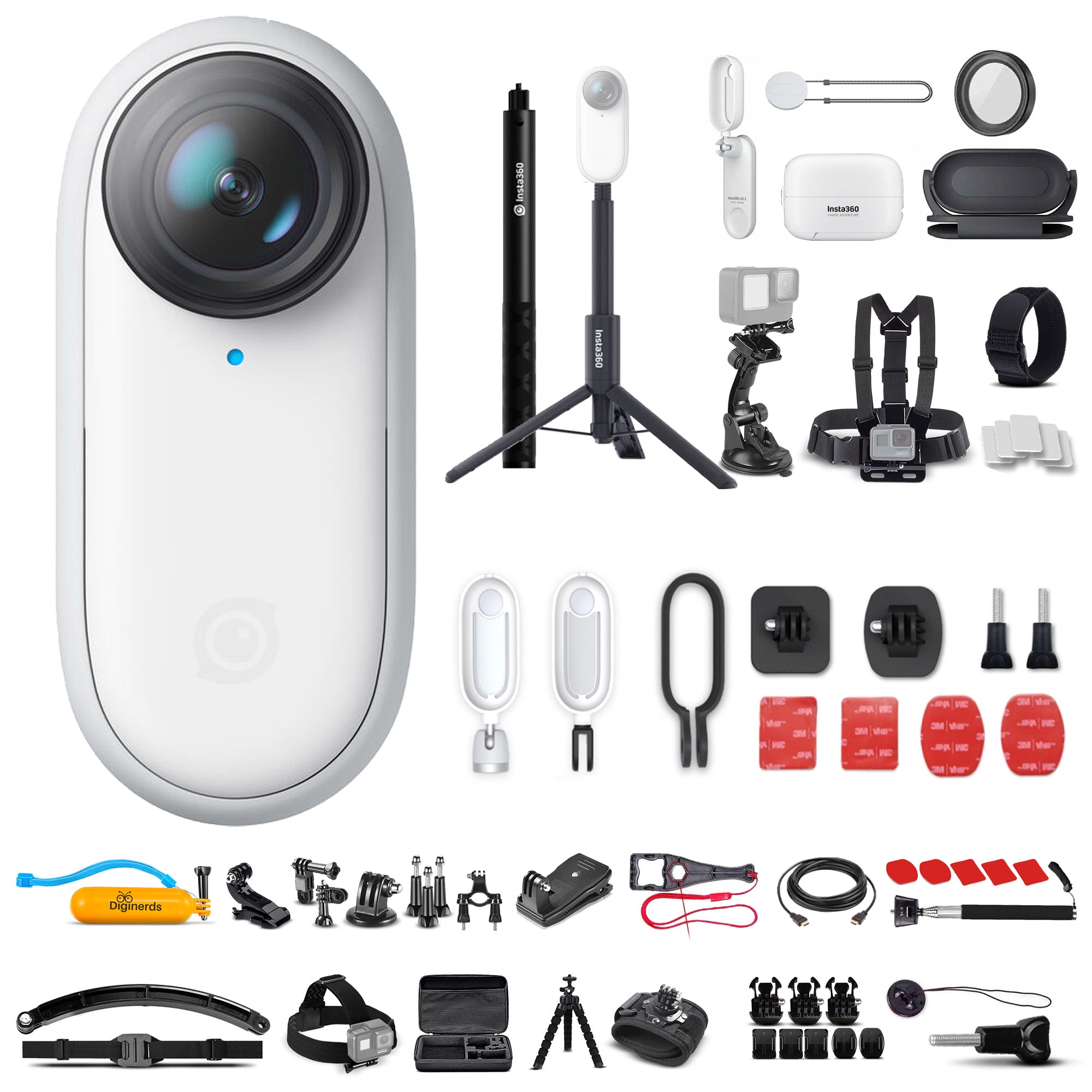 カメラ ビデオカメラ Insta360 GO 2 64GB Edition Small Action Camera, Weighs 1 oz, Waterproof,  Stabilization, POV Capture, with Charge Case and Wearable Camera  Accessories 