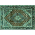thumbnail image 1 of Ahgly Company Machine Washable Indoor Rectangle Persian Turquoise Blue Traditional Area Rugs, 5' x 8', 1 of 4