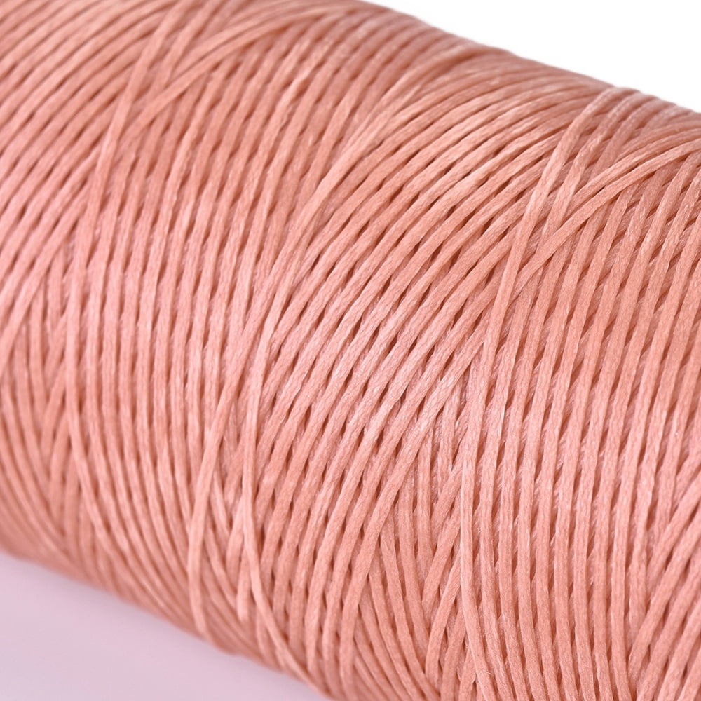 Waxed Polyester Cord Micro Macrame Cord Waxed Sewing Thread Flat Pink 0.8mm about 284.33 yards(260m)/roll