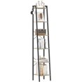 thumbnail image 2 of Ladder Shelf, Bookshelf Bookcase, Freestanding Corner Storage Shelve with 2 Hooks for Home Office, Living Room, Kitchen, Bedroom, Industrial, 6-Tier Greige, 2 of 18