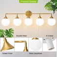 thumbnail image 5 of Deyidn 5-Light Gold Modern Vanity Light, 39 Inch Dimmable Bathroom Light Fixture with Opal Glass Globes for Mirror, 5 of 9