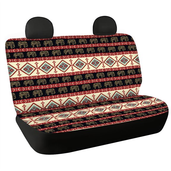 Psesaysky Elephant Geometric Print, Washable Back Seat Car Covers Set of 2, Rear Seat Cushion Protectors for Suvs Trucks and Car Interior