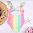 thumbnail image 3 of Odeerbi Girls Swimsuit Toddler Kids Rainbow Sunshine Backless Beach Siamese Bathing Suit, 3 of 9