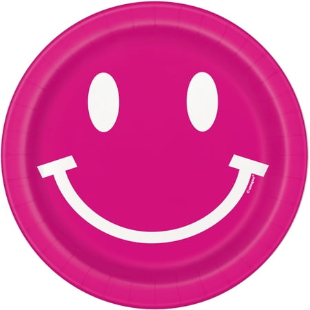 Cheerful Disposable Paper Plates 7 Pink 10 Pieces by Way To Celebrate