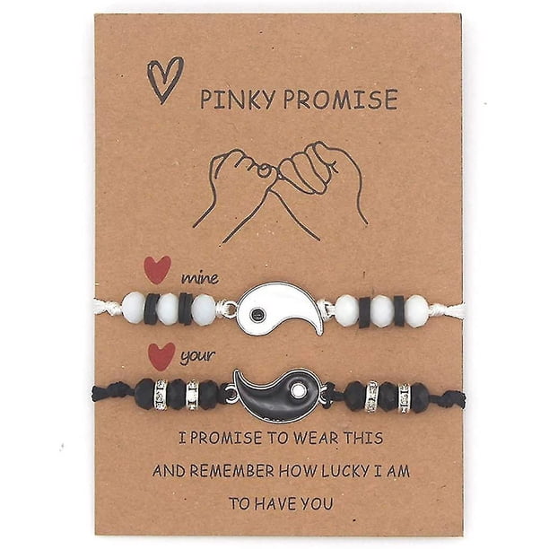 2 Pulseras de Cuerda Ajustables LANNMXG Yin y Yang para Mejores Amigos Novios y Novias