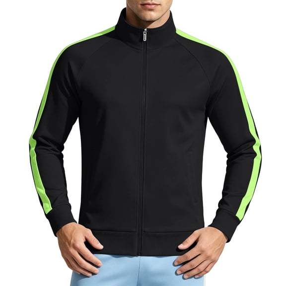 Jackets for Men, Men's Urban Hip Hop Premium Track Jacket, Slim Fit Side Taping Sportswear Urbanwear Streetwear Top