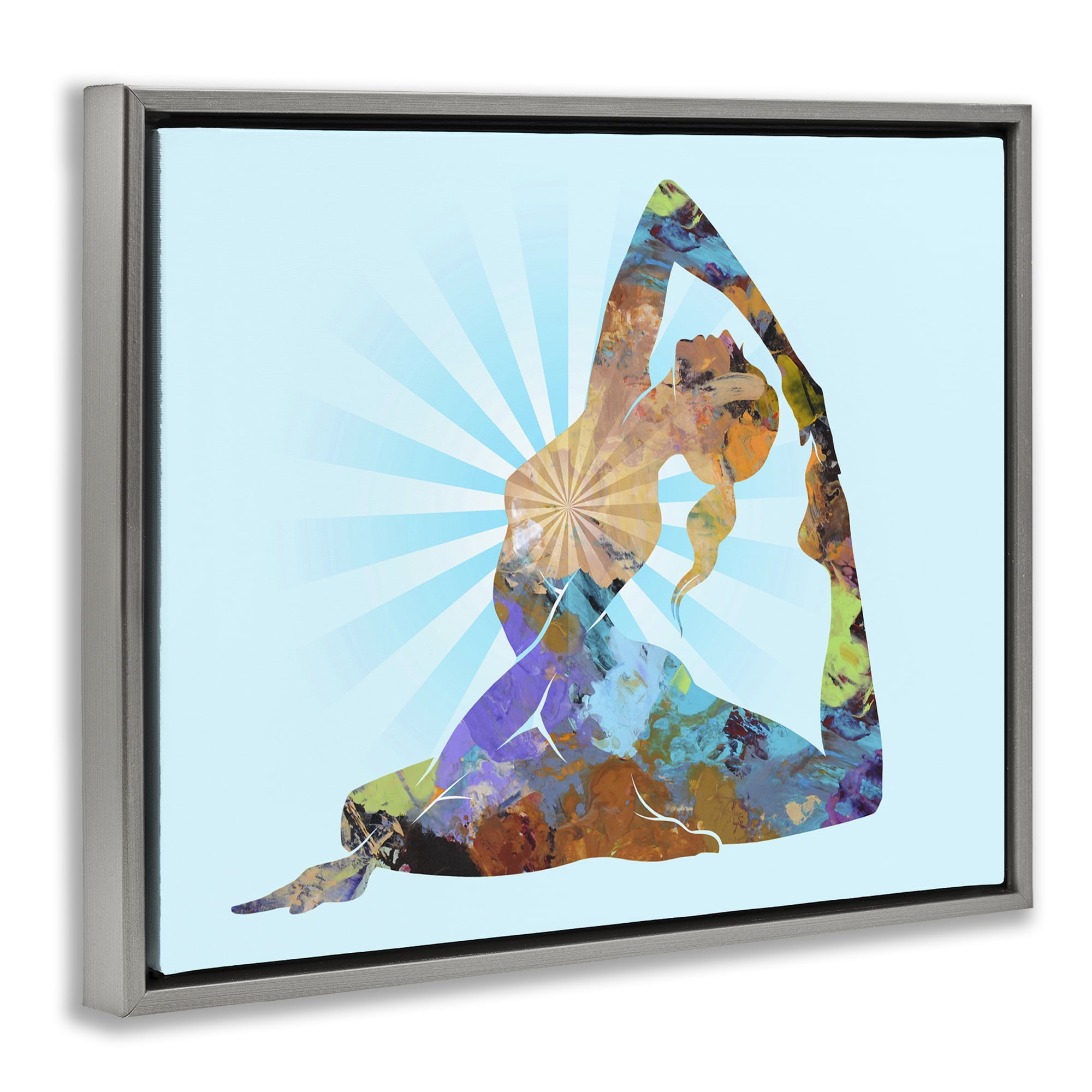 Stupell Industries Meditative Mindful Yoga People Painting Gray Floater Framed Canvas Art Print Wall Art, 31 x 25