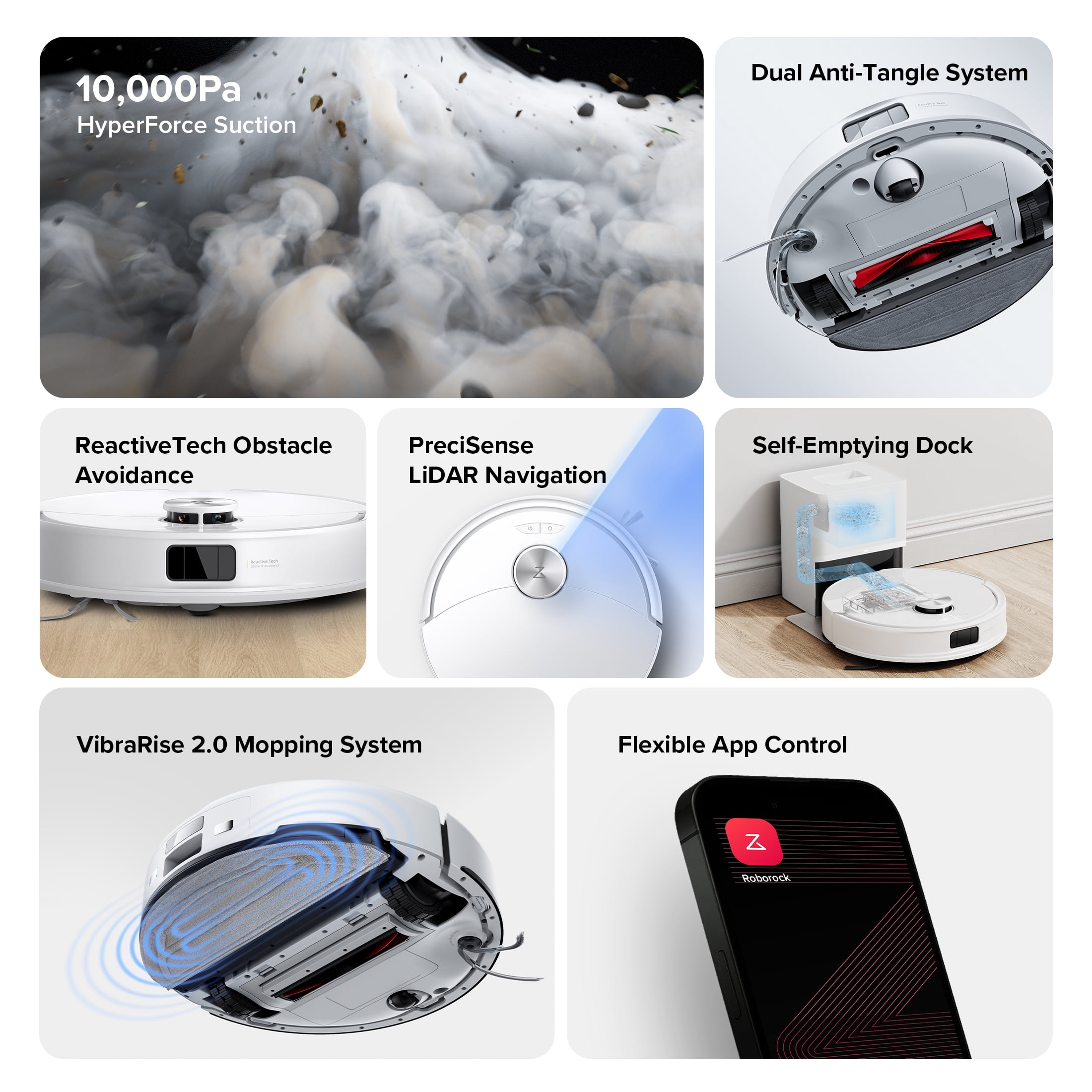Q10 VSF+ 13. 9 in. Robotic Vacuum and Mop with Smart Navigation Auto Lifting Mop Multi-Surface in White