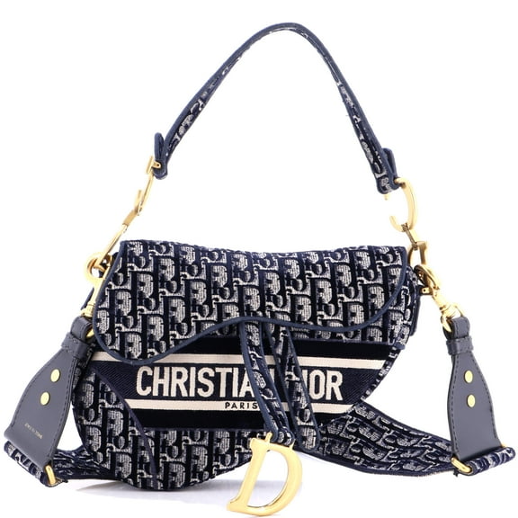 Pre-Owned Saddle Handbag Logo Embroidered Oblique Canvas Medium By Rebag