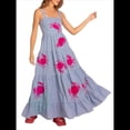 thumbnail image 1 of Vestido Bohemio de Verano para Mujer, Bordado, Sin Mangas, Fruncido, Holgado, para Playa y Vacaciones Azul XL, 1 of 8