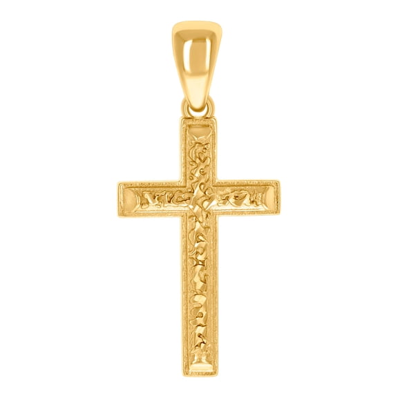 925 Sterling Silver Yellow-tone Mens Cross Religious Charm Pendant 34x15.6mm Wide Necklace for Men