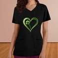 thumbnail image 2 of lcziwo Womens St Patricks Day Scrub Tops 2025 Fashion Heart Print Irish Shirts Summer Casual V Neck Short Sleeve Scrubs with Pockets Black L Prime Today, 2 of 5