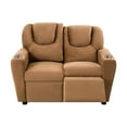 thumbnail image 6 of Suri Brown Childrens Push Back Loveseat Recliner Microfiber Double Seat&nbsp;, 6 of 11