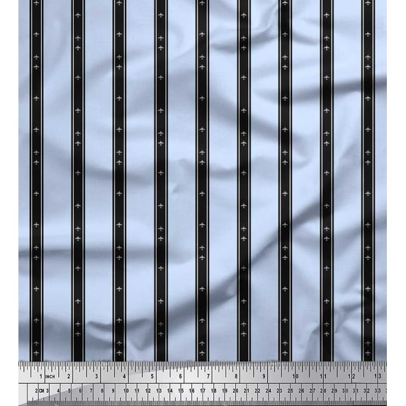 Soimoi Rayon Fabric Stripe & Airplane Shirting Printed Craft Fabric by The Yard 56 Inch Wide