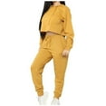 thumbnail image 2 of AOOCHASLIY Women Suits Women's Fashion Long Sleeve Hooded Pullover Pure Color Pants Casual Suit, 2 of 5