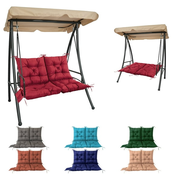 Outdoor Bench Cushion Inlife Swing Chair Cushion Waterproof Sun-Resistant with 8 Nonslip Ties, Wine Red 120cm*100cm