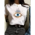 thumbnail image 1 of Fashionable Eye Print T-Shirt - Lightweight Crew Neck, Short Sleeve - Perfect for Spring & Summer - Womens Casual Wardrobe Staple, 1 of 5