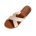 thumbnail image 3 of Bxsruta Women's Plus-Size Comfortable Flat Wraparound Sandals with Wide Strap for Casual Beach Wear, Open Toe Faux Leather Spring Summer Footwear, 3 of 8