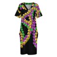 thumbnail image 3 of Collares trenzados de cuentas de Mardi Gras para mujer vestidos de vestido holgados con bolsillo púrpura verde y dorado fondo negro, 3 of 6