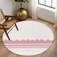 thumbnail image 2 of Round Area Rug 7 Ft, Pink Purple Striped Washable Non-Slip Circle Carpet for Living Room/Bedroom, Abstract Modern Geometric Stripes Low-Profile Large Runner Mat Collection Rugs for Indoor, 2 of 8