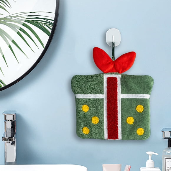 Wooowa Christmas Hand Tie Towel Microfiber Soft Absorbent Hanging Dish Tea Washcloth for Home Holiday Xmas Party