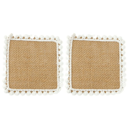 

2Pcs Cup Mat Nordic Style Non-slip Square Hand Woven Insulation Pad Home Decor