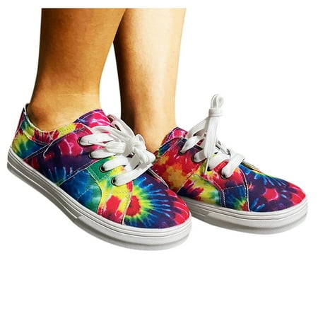 

Cathalem Breathable Lace-Up Printi Comfortable Fashion Shoes Single Women Gradient Casual Women s casual Women Casual Shoes 9 Multicolor 9.5
