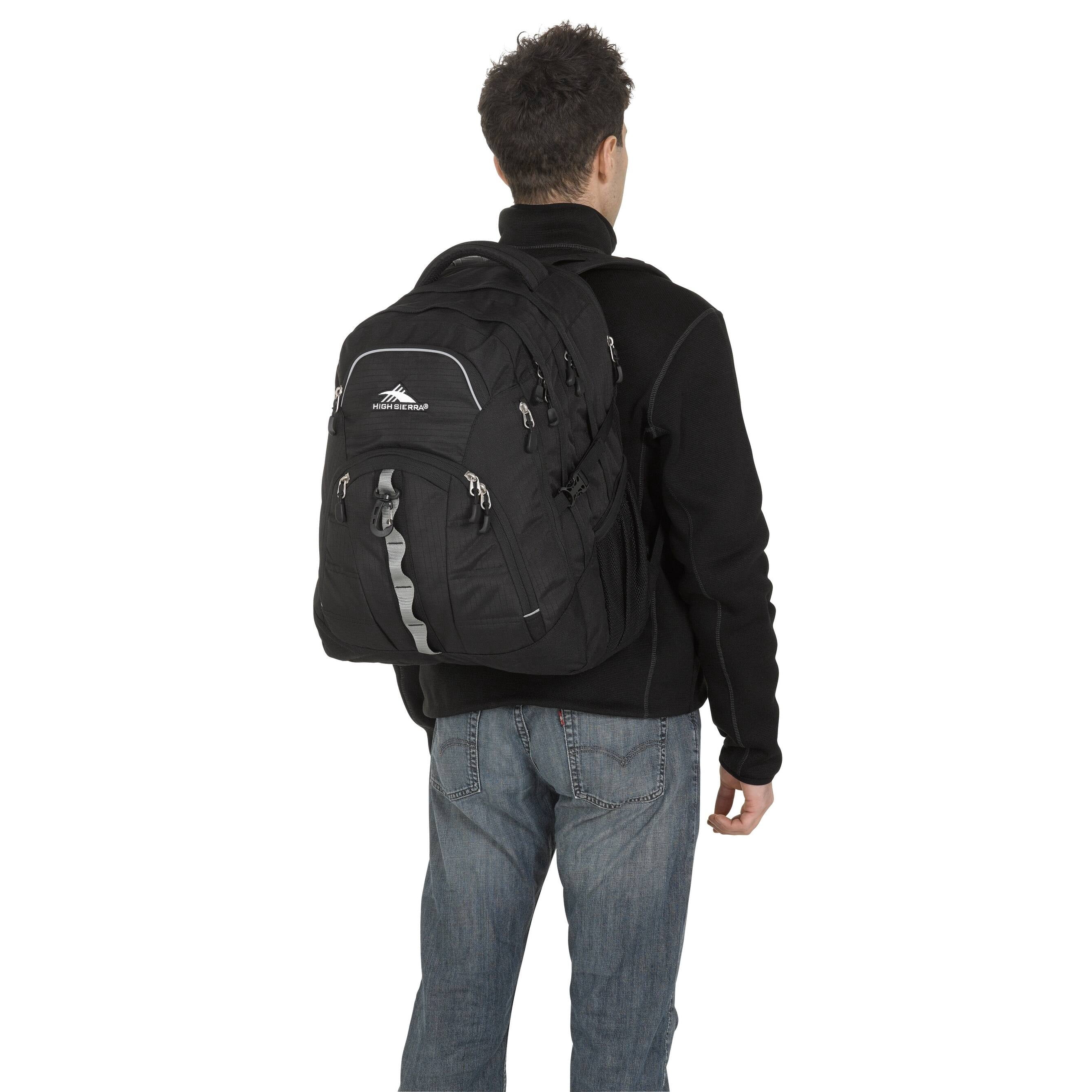 backpack laptop high sierraaqu Sierra Hi-Life Travel - Features 2-inch Expansion, WetPak Pockets, 17 Compartment, Stack-It Strap, Adjustable Sternum Strap, Fleece Pocket, Dual Water Bottle Pockets - Blue/Black Access Storage 24/7 Pro Backpack