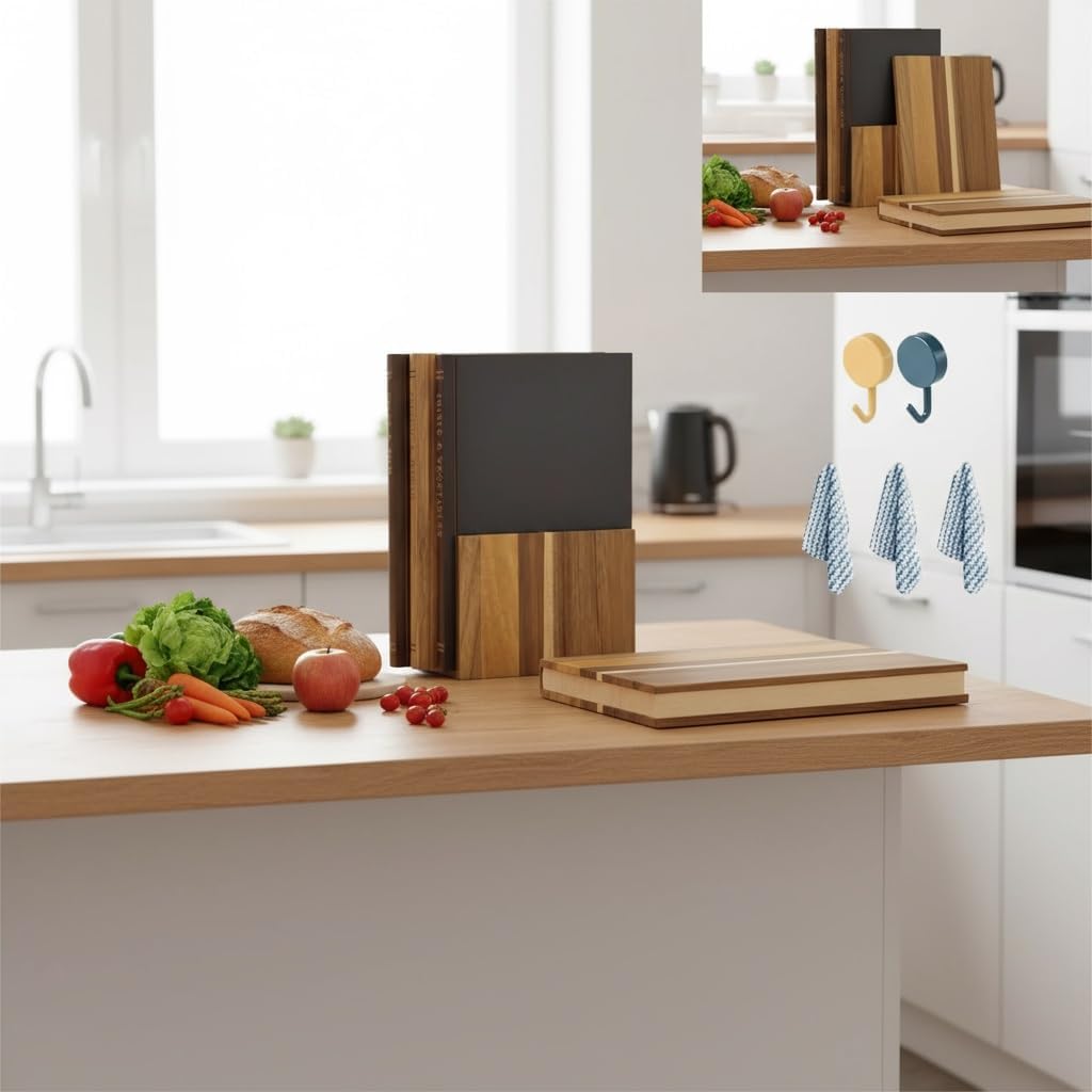 Cutting Board That Looks like Books, Set of 3 Solid Wood Book Shaped Cutting Board Library with Wooden Stand, Wood Decorative Cutting Boards for Kitchen, For Party & Home for Party & Home