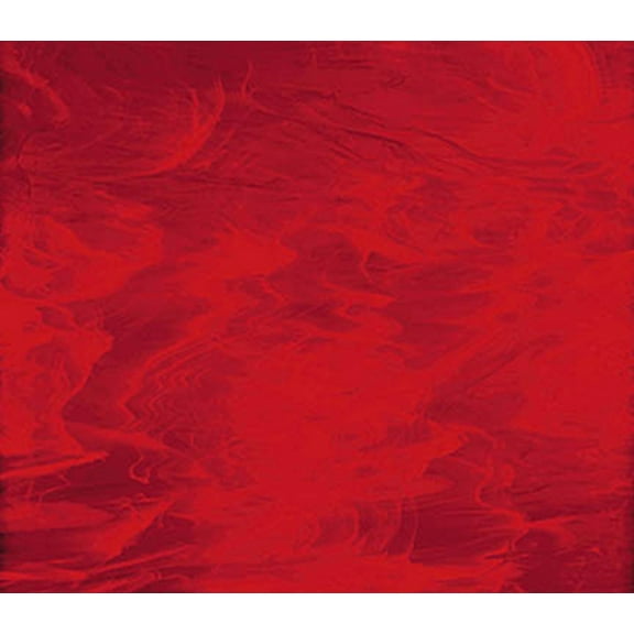 OCEANSIDE STAINED/FUSING GLASS SHEETS - RED/WHITE WISPY FUSIBLE (Small 8" x 12")