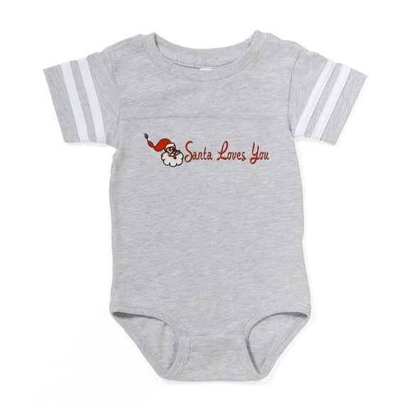CafePress - Santa Loves You - Cute Infant Baby Football Bodysuit