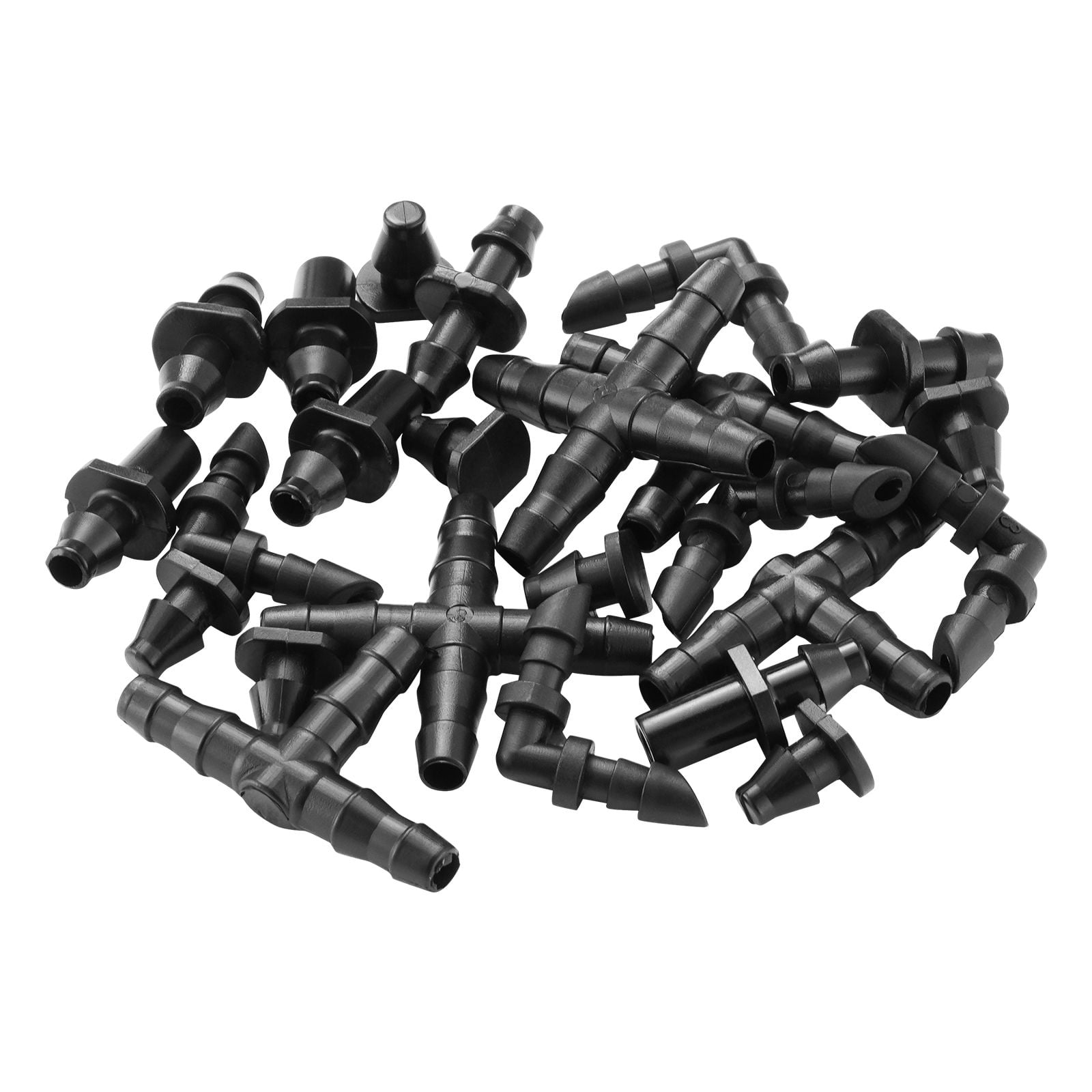 Drip Irrigation System Fitting Kit 300 Pieces 1/4 Inch Barb Connector 3 Straight Piercing 4 Way Elbow End Plug for Garden Lawn