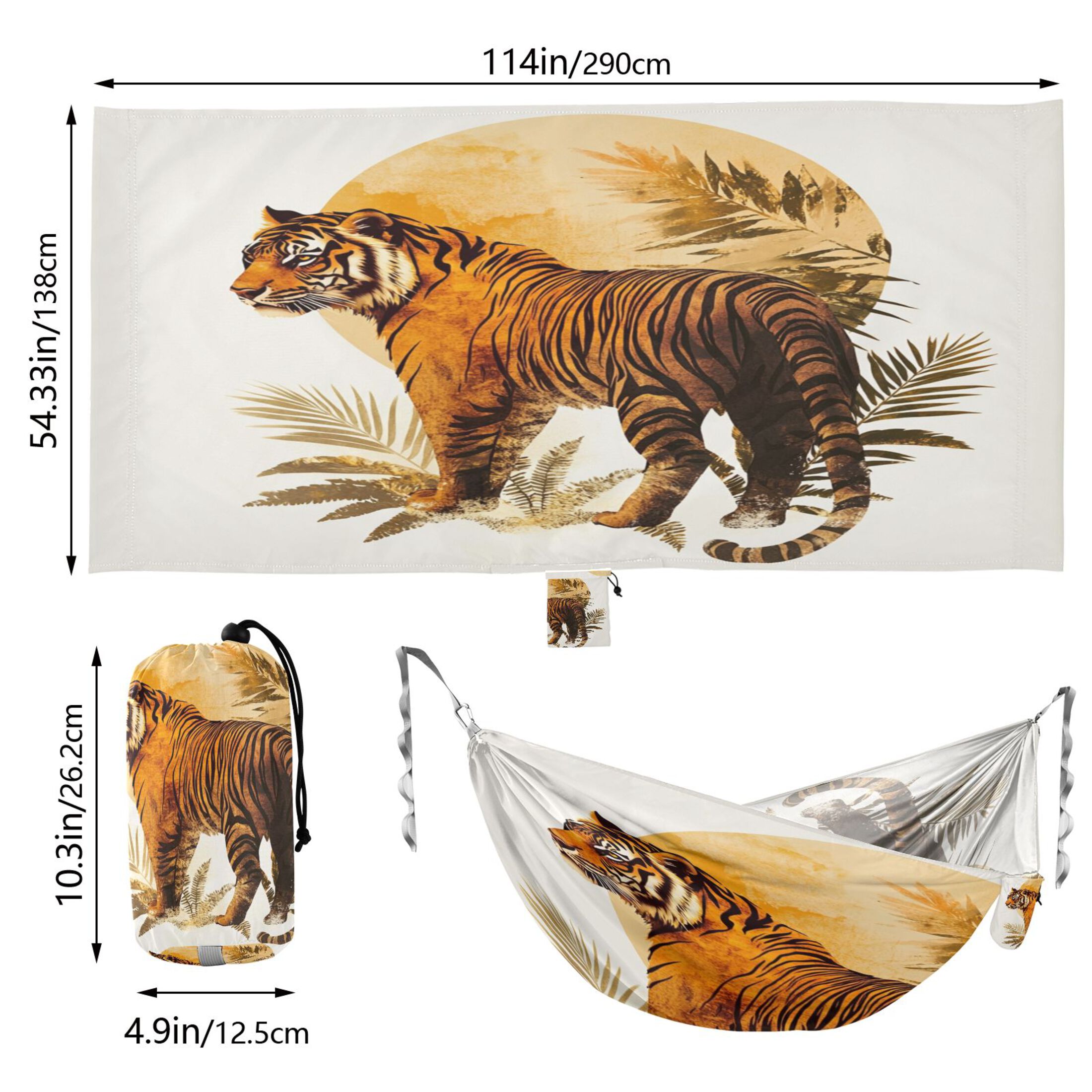 Hammock Camping Hammock Nylon Portable Hammock Travel Camping Hammock Sunset Tiger