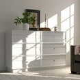 thumbnail image 3 of Cozy Home 6 Drawers Dresser for Bedroom, Dressers Chest for Home Office, Wood Storage Cabinet for Living Room Hallway Closet, White, 3 of 11