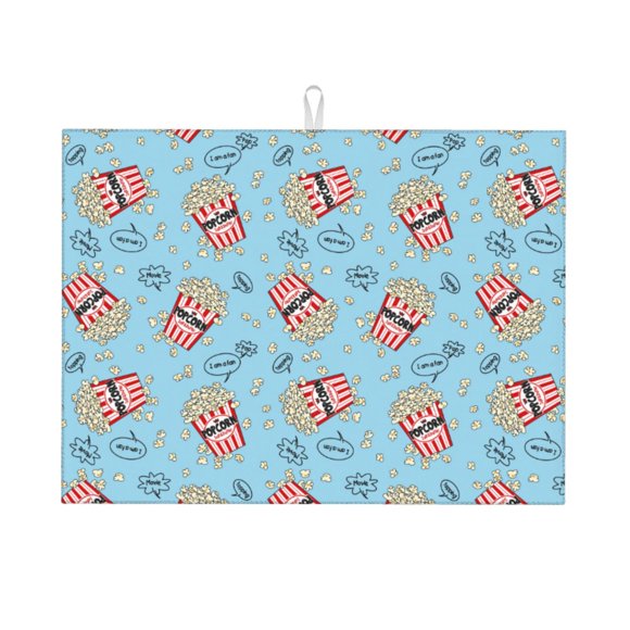 Sikiie I Am A Fan Popcorn Print Dish Drying Mat, Kitchen Counter Mat, Self Drying Mat for Kitchen Counter Dish Drying Pad ,for Dishes, Pots and Pans