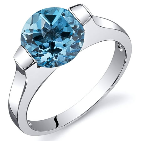 Peora 2.25 Ct Swiss Blue Topaz Engagement Ring in Rhodium-Plated Sterling Silver
