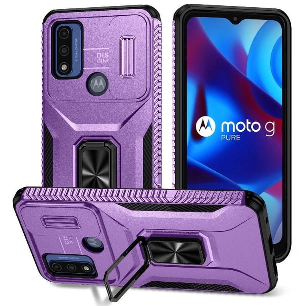 Funda para GANGXUN Motorola Moto G Pure 2021 - Soporte metálico, Función magnética, Morado